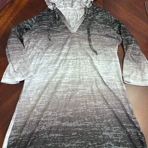 The Balance Collection Gray Ombre Hooded Lightweight Coverup Tunic